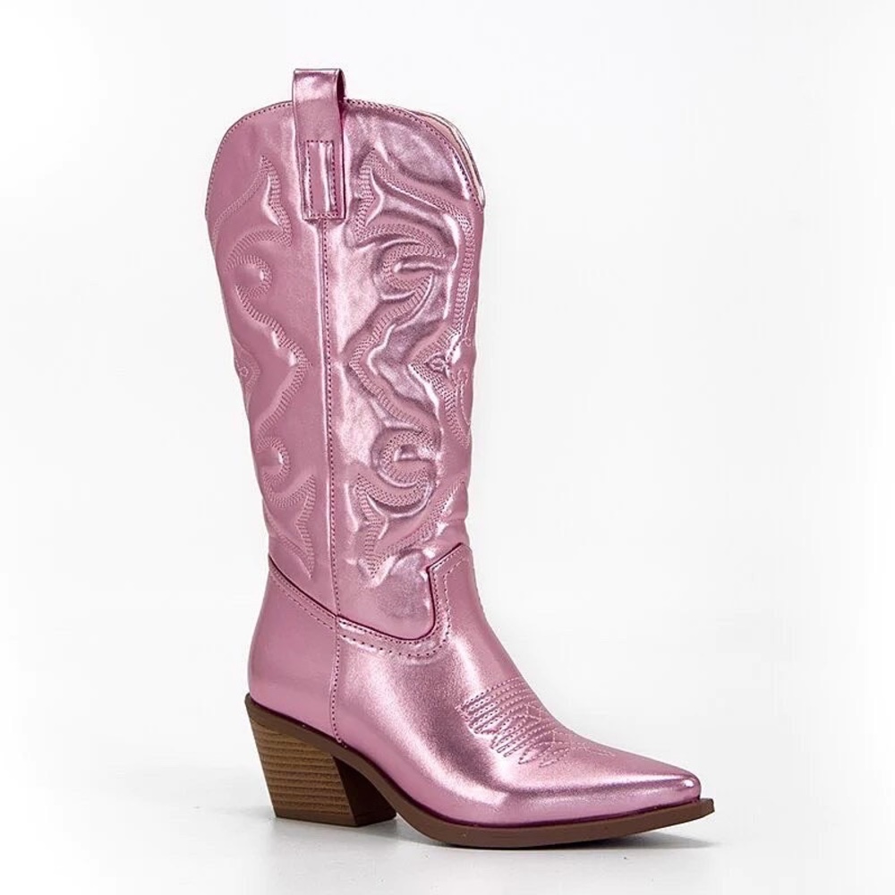 Pink metallic cowgirl boots